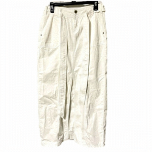 White Denim Maxi Skirt Size S, Belted, High waist, has a slit, vintage